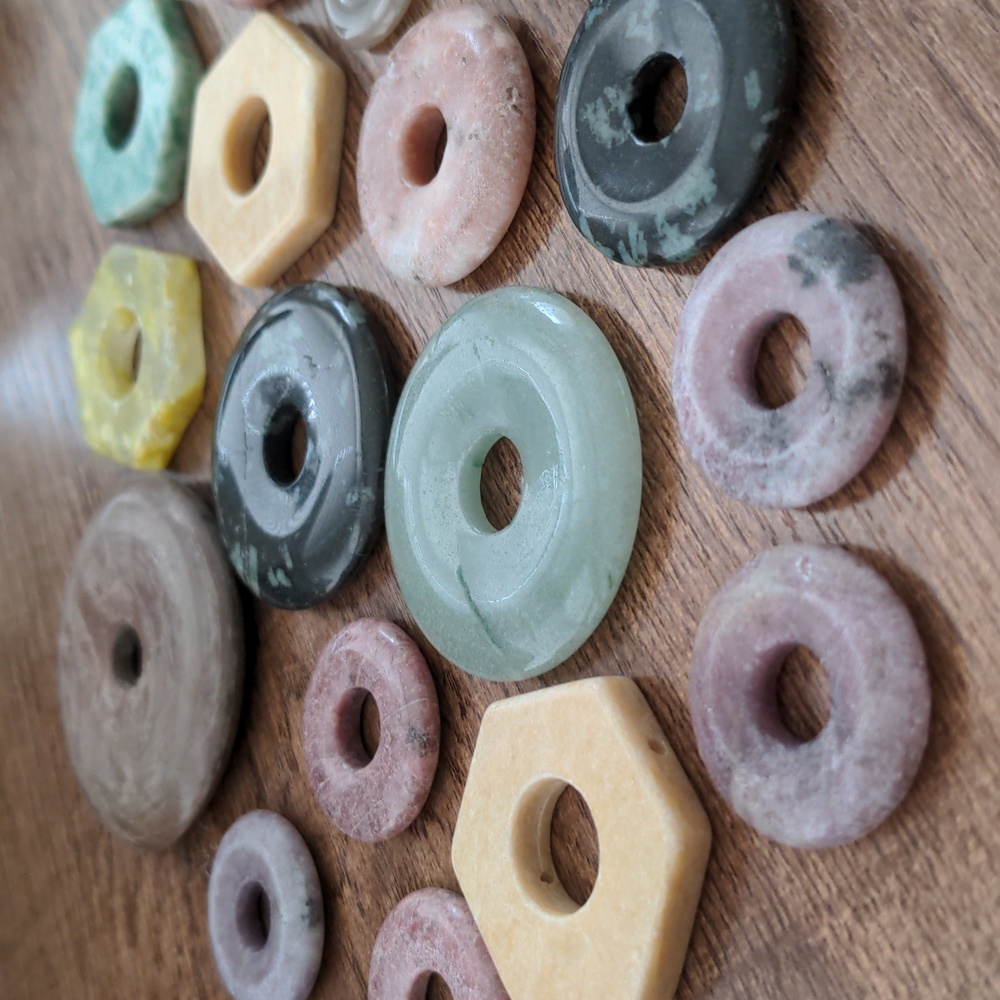 18 semiprecious gemstone donuts
